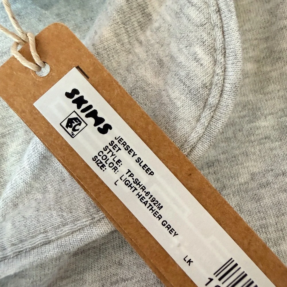 NWT SKIMS Men’s Light Gray Jersey Long-Sleeve Button Pajama Set